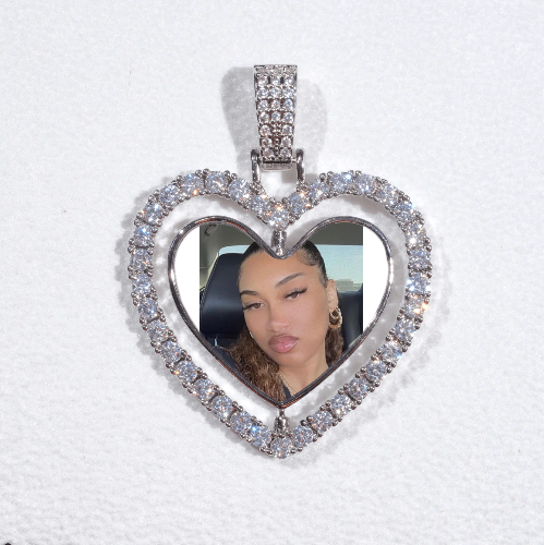 3D Spinning 2-Faced Heart Custom Picture Pendant