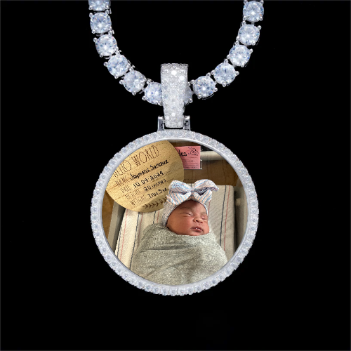 925S & VVS Moissanite 3D Circle Custom Picture Pendant
