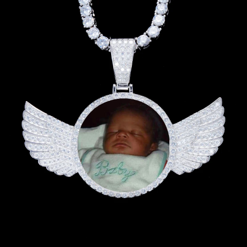 925S & VVS Moissanite 3D Wing Custom Picture Pendant