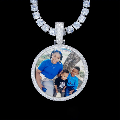 925S & VVS Moissanite 3D Circle Custom Picture Pendant