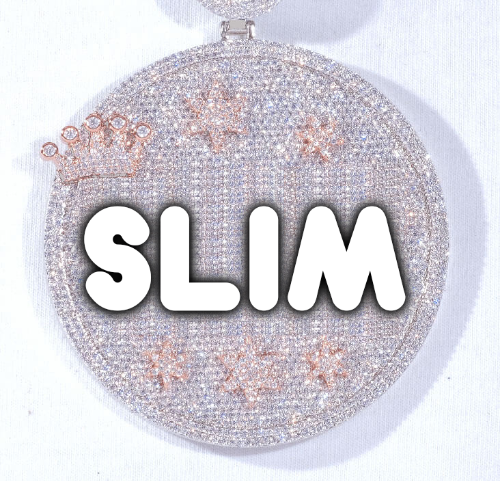 CUSTOM LETTER NECKLACE 3D BIG CROWN DISC