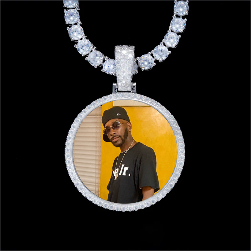 925S & VVS Moissanite 3D Circle Custom Picture Pendant