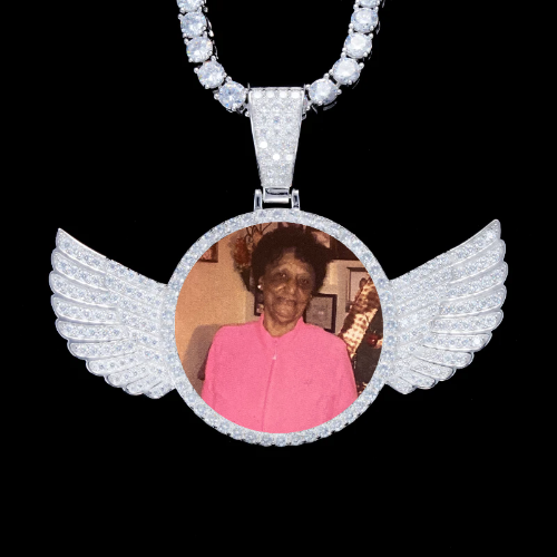 925S & VVS Moissanite 3D Wing Custom Picture Pendant