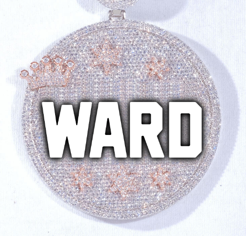 CUSTOM LETTER NECKLACE 3D BIG CROWN DISC