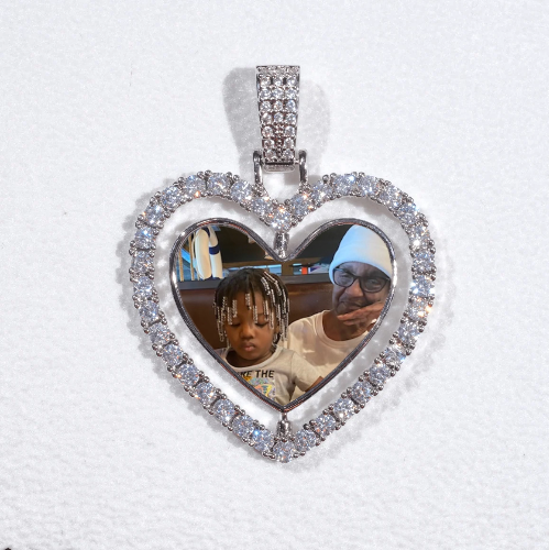 3D Spinning 2-Faced Heart Custom Picture Pendant
