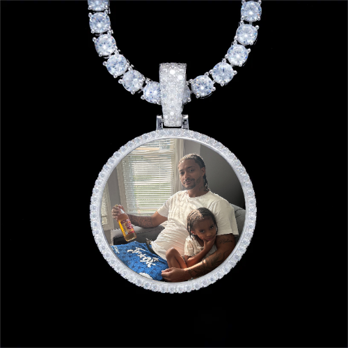 925S & VVS Moissanite 3D Circle Custom Picture Pendant