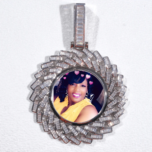 Large 3D Baguette Custom Picture Pendant