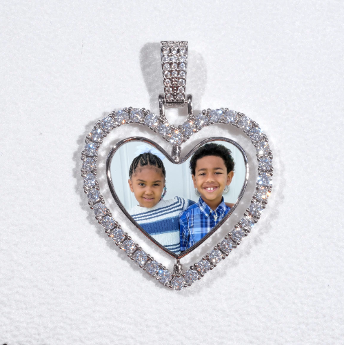 3D Spinning 2-Faced Heart Custom Picture Pendant