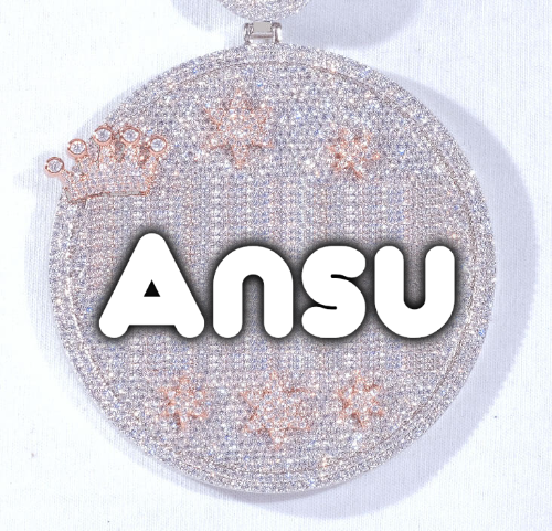 CUSTOM LETTER NECKLACE 3D BIG CROWN DISC