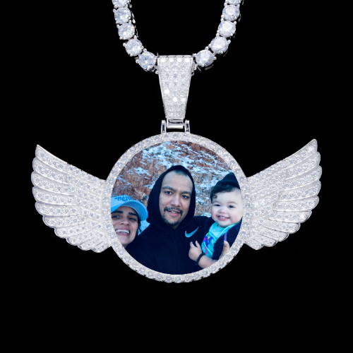 925S & VVS Moissanite 3D Wing Custom Picture Pendant