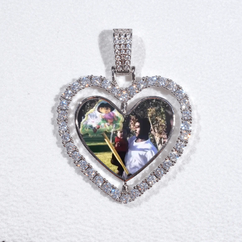 3D Spinning 2-Faced Heart Custom Picture Pendant