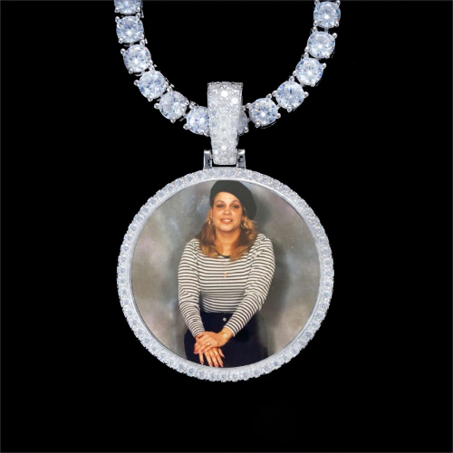 925S & VVS Moissanite 3D Circle Custom Picture Pendant