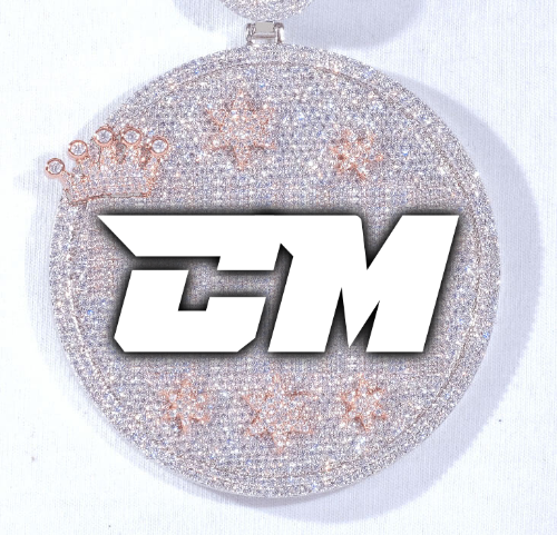 CUSTOM LETTER NECKLACE 3D BIG CROWN DISC
