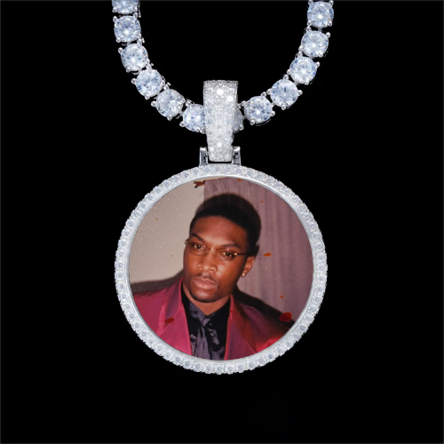925S & VVS Moissanite 3D Circle Custom Picture Pendant