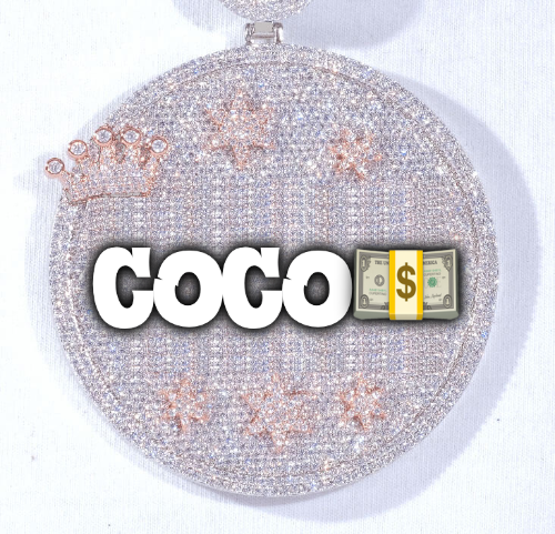 CUSTOM LETTER NECKLACE 3D BIG CROWN DISC