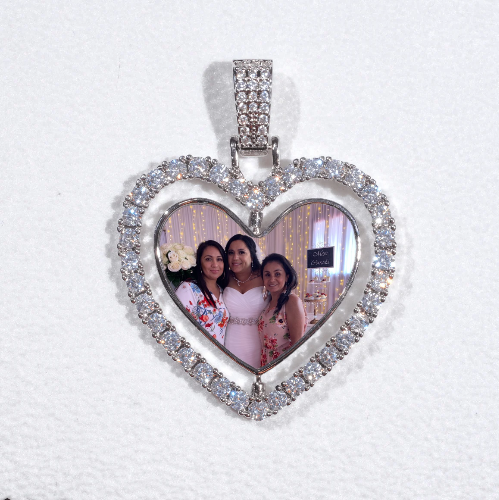 3D Spinning 2-Faced Heart Custom Picture Pendant