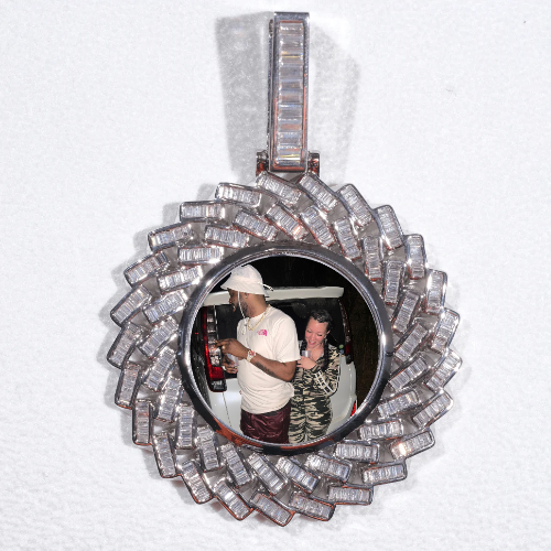 Large 3D Baguette Custom Picture Pendant