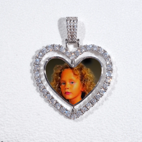 3D Spinning 2-Faced Heart Custom Picture Pendant