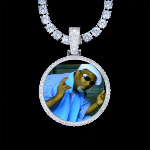 925S & VVS Moissanite 3D Circle Custom Picture Pendant