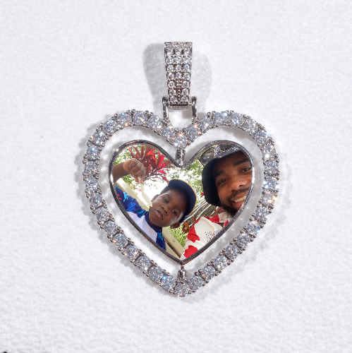 3D Spinning 2-Faced Heart Custom Picture Pendant