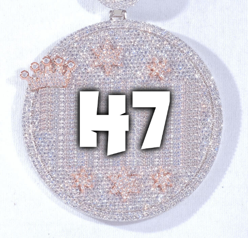 CUSTOM LETTER NECKLACE 3D BIG CROWN DISC