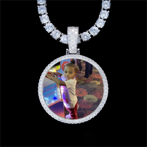 925S & VVS Moissanite 3D Circle Custom Picture Pendant