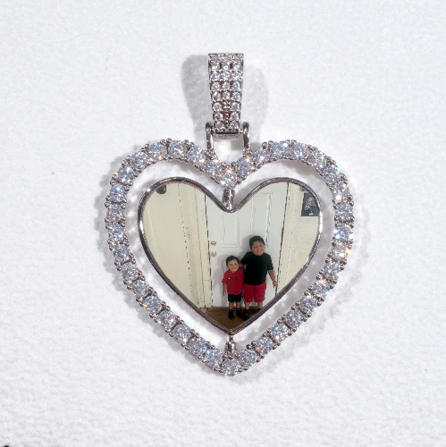 3D Spinning 2-Faced Heart Custom Picture Pendant