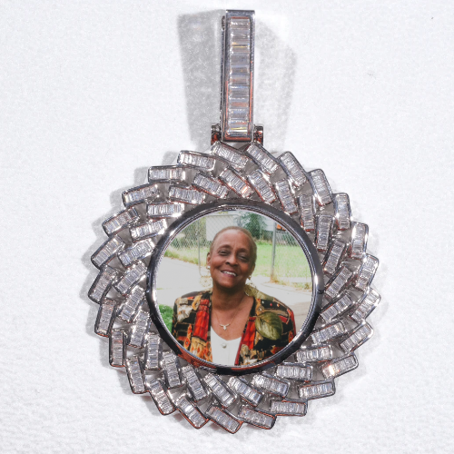 Large 3D Baguette Custom Picture Pendant