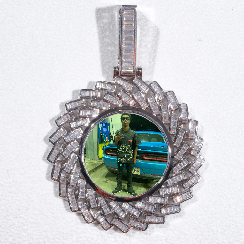 Large 3D Baguette Custom Picture Pendant