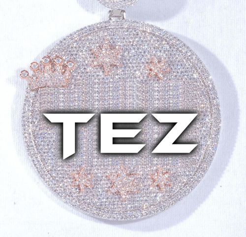 CUSTOM LETTER NECKLACE 3D BIG CROWN DISC