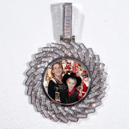 Large 3D Baguette Custom Picture Pendant