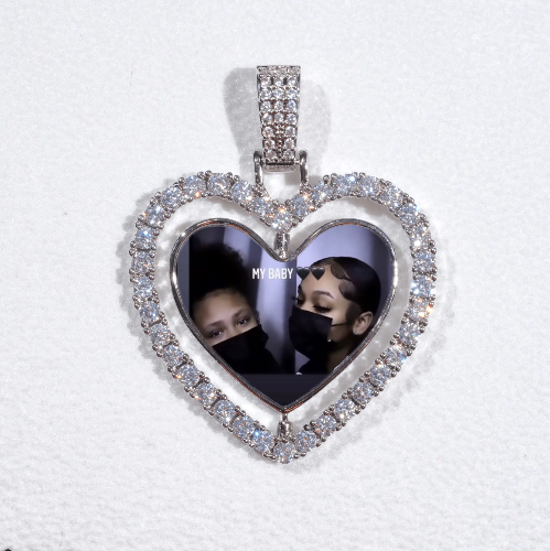 3D Spinning 2-Faced Heart Custom Picture Pendant