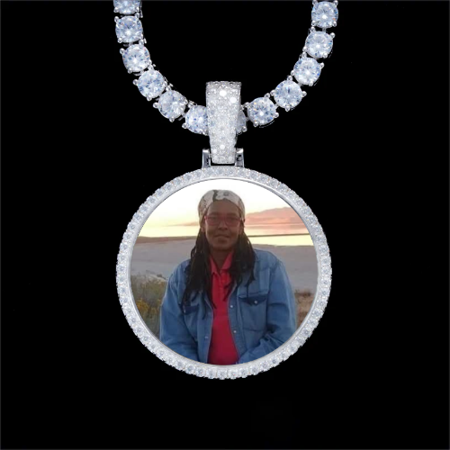 925S & VVS Moissanite 3D Circle Custom Picture Pendant