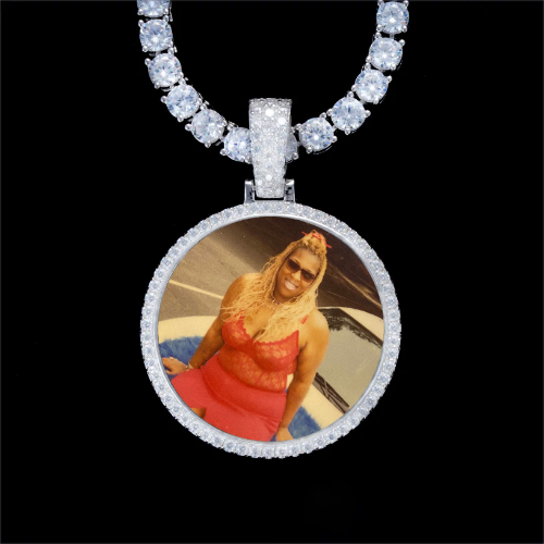 925S & VVS Moissanite 3D Circle Custom Picture Pendant