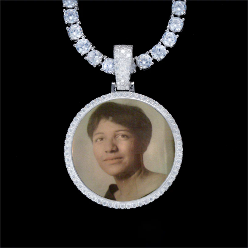 925S & VVS Moissanite 3D Circle Custom Picture Pendant