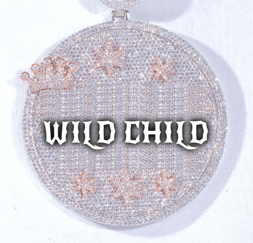 CUSTOM LETTER NECKLACE 3D BIG CROWN DISC