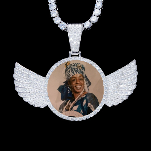 925S & VVS Moissanite 3D Wing Custom Picture Pendant