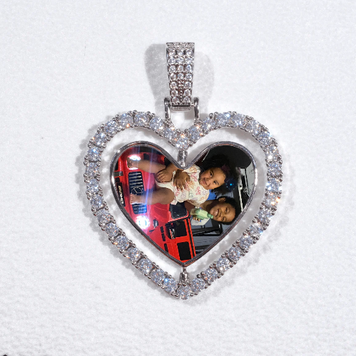 3D Spinning 2-Faced Heart Custom Picture Pendant