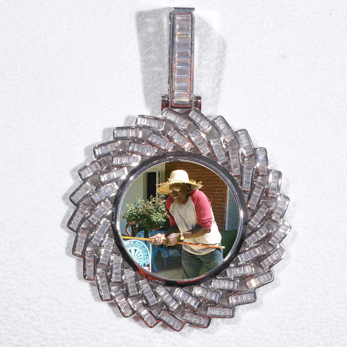 Large 3D Baguette Custom Picture Pendant