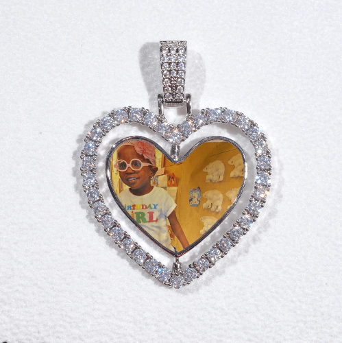 3D Spinning 2-Faced Heart Custom Picture Pendant