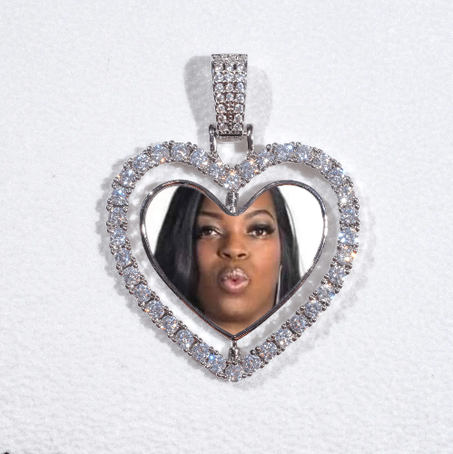 3D Spinning 2-Faced Heart Custom Picture Pendant