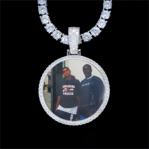 925S & VVS Moissanite 3D Circle Custom Picture Pendant