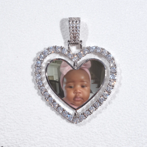 3D Spinning 2-Faced Heart Custom Picture Pendant
