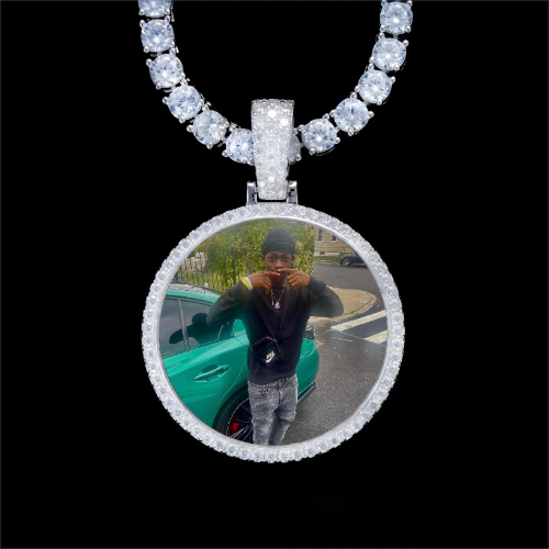 925S & VVS Moissanite 3D Circle Custom Picture Pendant