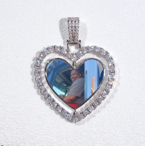 3D Spinning 2-Faced Heart Custom Picture Pendant