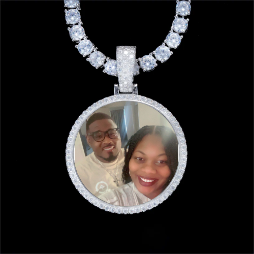 925S & VVS Moissanite 3D Circle Custom Picture Pendant