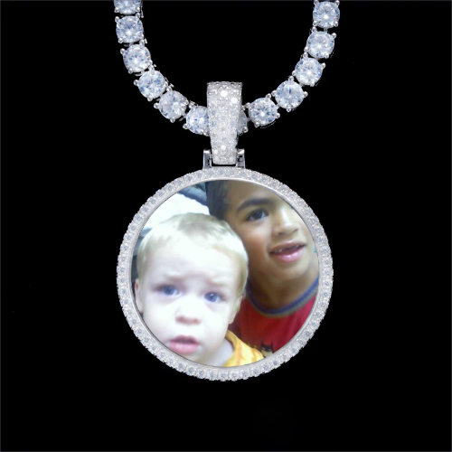 925S & VVS Moissanite 3D Circle Custom Picture Pendant