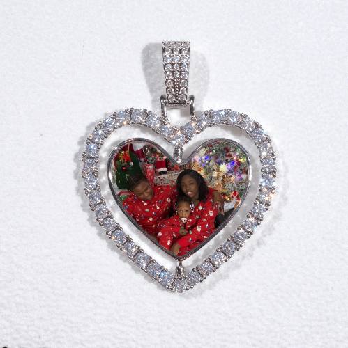 3D Spinning 2-Faced Heart Custom Picture Pendant