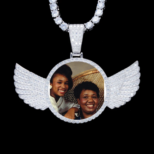 925S & VVS Moissanite 3D Wing Custom Picture Pendant