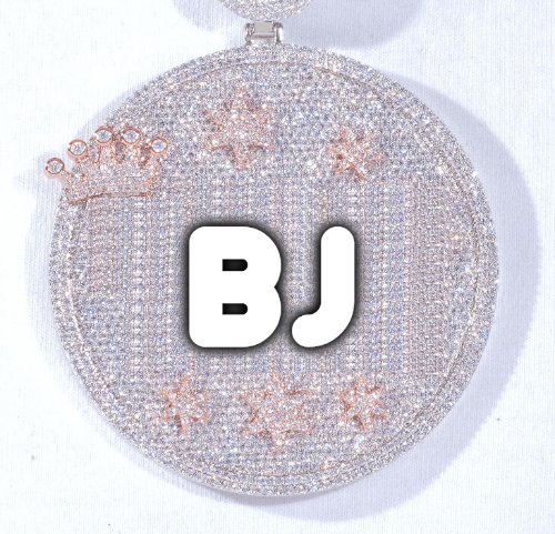 CUSTOM LETTER NECKLACE 3D BIG CROWN DISC